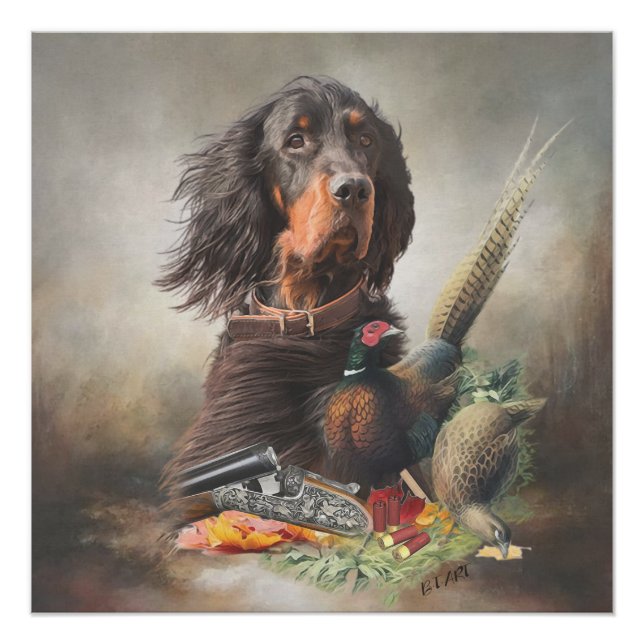 Gordon setter with pheasants, Art  Poster (Front)