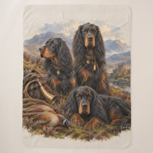 Gordon setter with pheasants, Art Sherpa Blanket