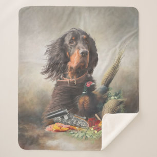 Gordon setter with pheasants, Art      Sherpa Blanket