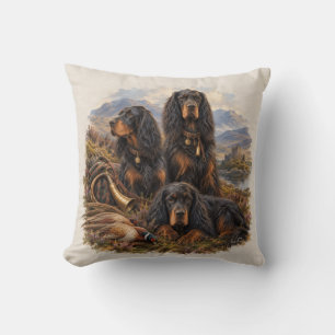 Gordon setter with pheasants, Art      Throw Pillow
