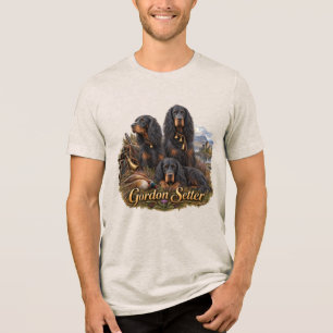Gordon setter with pheasants, Art      Tri-Blend Shirt