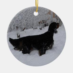 Gordon Setters In a Snowstorm Ornament