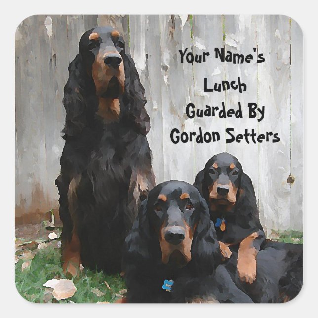 Gordon Setters on Lunch Guard Square Stickers (Front)