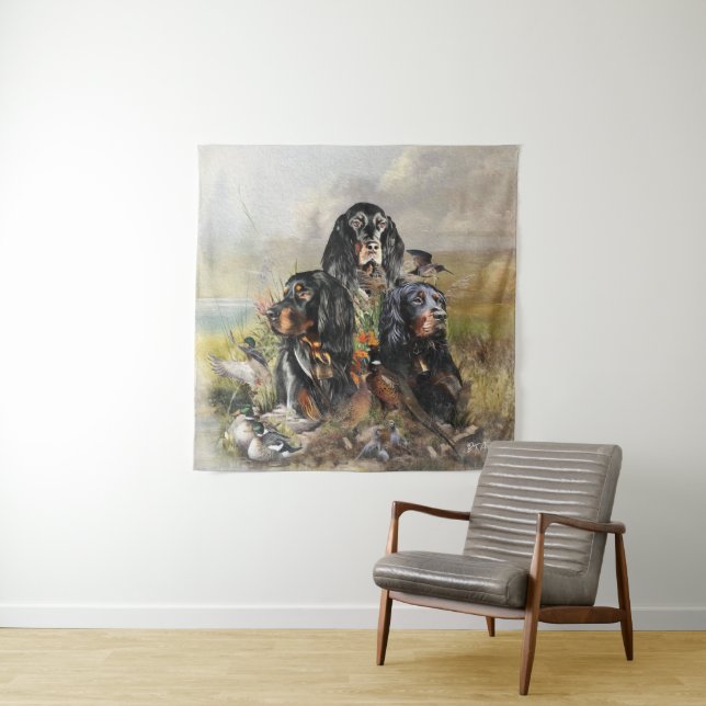 Gordon Setters , Passion for Birds , Art Tapestry (In Situ)