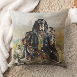Gordon Setters , Passion for Birds , Art Throw Pillow