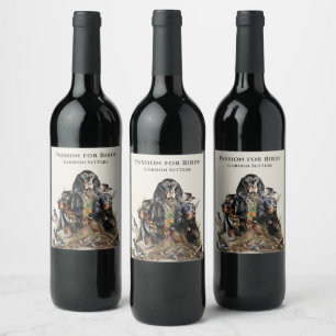 Gordon Setters , Passion for Birds , Art Wine Label