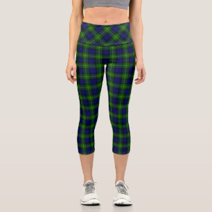 Gordon tartan blue green plaid capri leggings