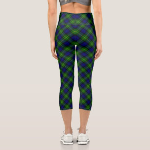 Gordon tartan blue green plaid capri leggings