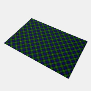 Gordon tartan blue green plaid doormat
