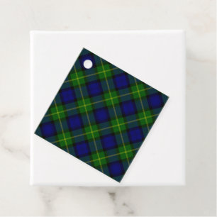 Gordon tartan blue green plaid favour tags