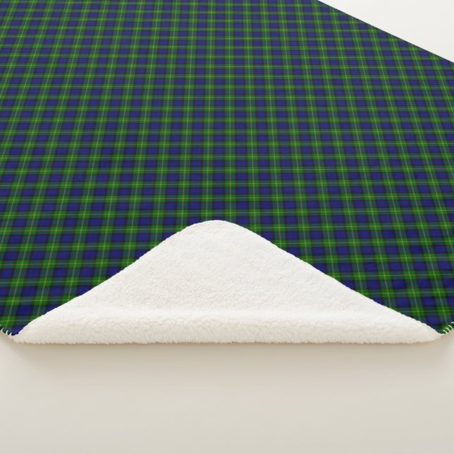 Gordon tartan blue green plaid sherpa blanket (3/4)