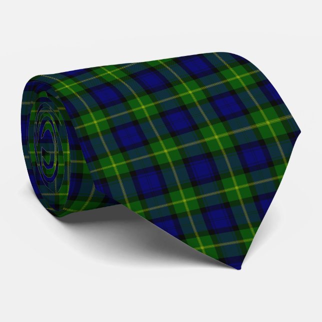 Gordon tartan blue green plaid tie (Rolled)