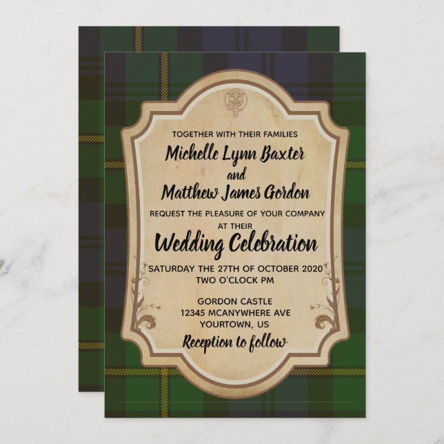 Gordon Tartan Wedding Invitation (Front/Back)