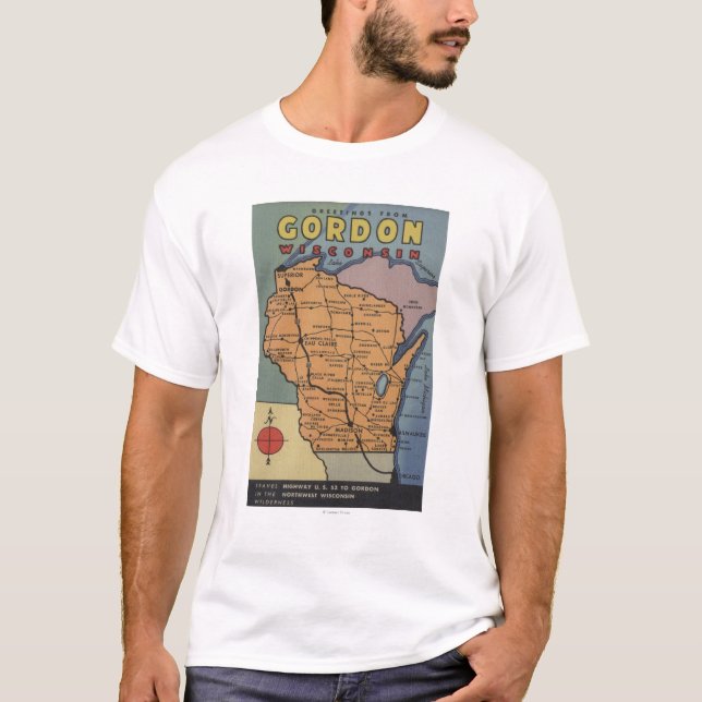 Gordon, Wisconsin - Large Letter Scenes T-Shirt (Front)