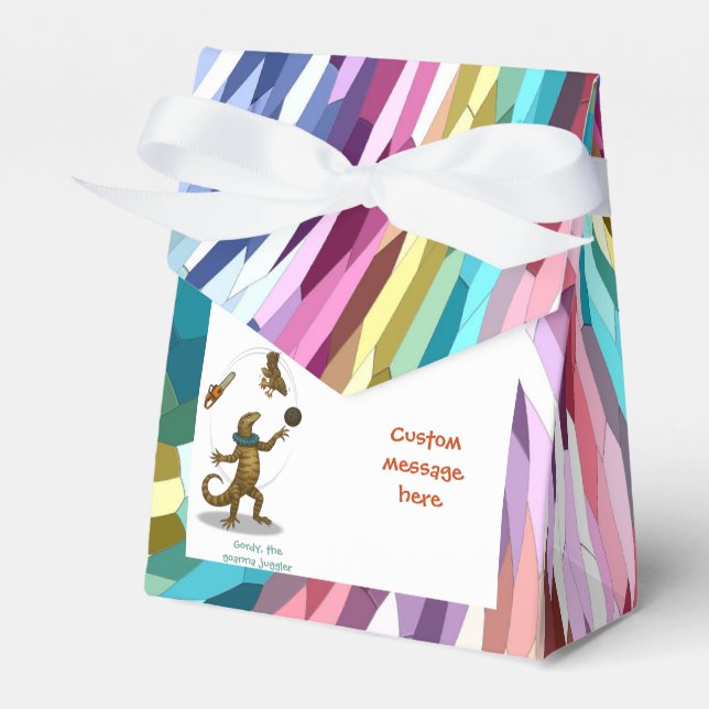 Gordy, goanna juggler favor box (Front Side)