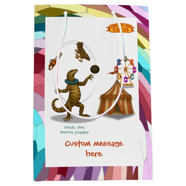 Gordy, goanna juggler medium gift bag (Front)