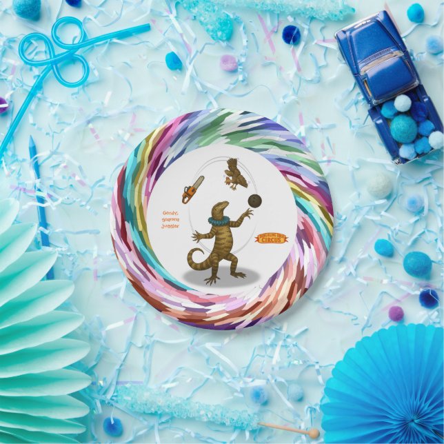 Gordy, goanna juggler paper plate (Party)
