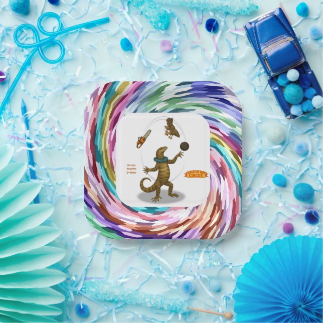 Gordy, goanna juggler paper plate (Party)