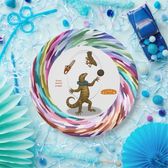 Gordy, goanna juggler paper plate (Party)