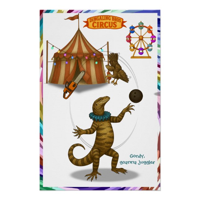 Gordy, goanna juggler poster (Front)
