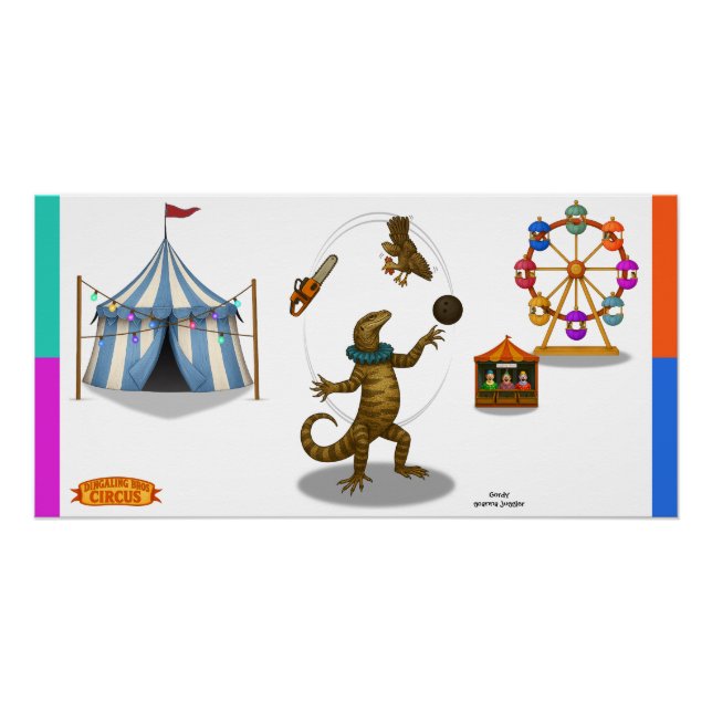 Gordy, goanna juggler poster (Front)