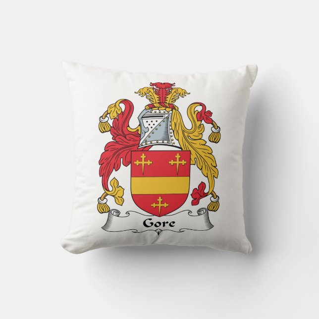 Gore Family Crest Throw Pillow (Front)