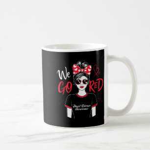Gored Messy Bun Women In February Heart Disease Aw Coffee Mug