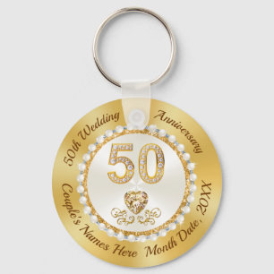 Gorgeous, 50th Anniversary Favours CHEAP, Golden Keychain