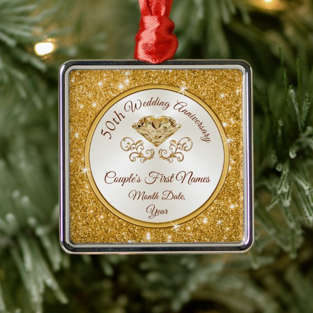Gorgeous 50th Anniversary Ornament Personalized (Tree)