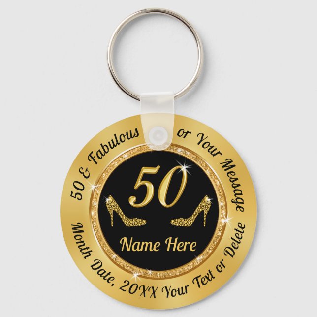 Gorgeous 50th Birthday Party Favours for Her Keychain (Front)