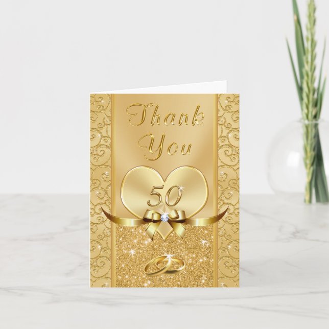 Gorgeous 50th Wedding Anniversary Thank You Cards (Front)