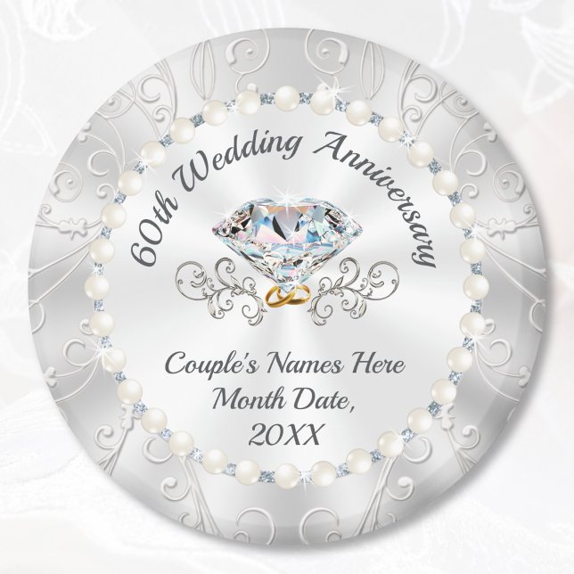 Gorgeous 60th Wedding Anniversary Favours, Diamond Magnet (60th wedding anniversary favors. Diamond wedding anniversary party ideas, Diamond anniversary favors)