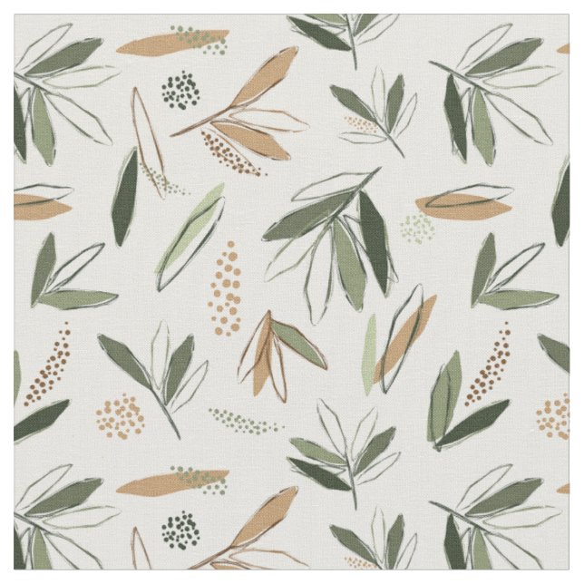 Gorgeous Abstract Leaves - Earthtones Fabric (Close Up)