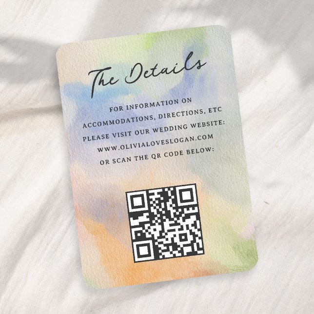 Gorgeous Abstract Watercolor Modern Script Wedding Enclosure Card (Creator Uploaded)