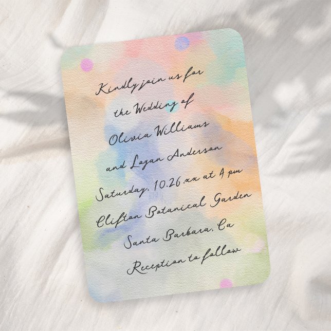 Gorgeous Abstract Watercolor Modern Script Wedding Invitation (Creator Uploaded)