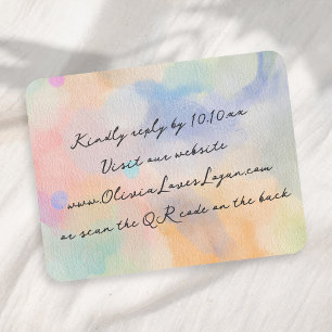 Gorgeous Abstract Watercolor Modern Script Wedding RSVP Card