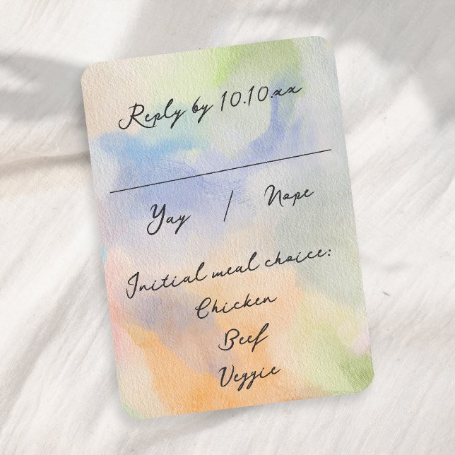 Gorgeous Abstract Watercolor Modern Script Wedding RSVP Card (Creator Uploaded)