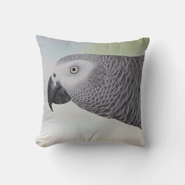 Gorgeous African Grey Parrot Throw Pillow (Front)