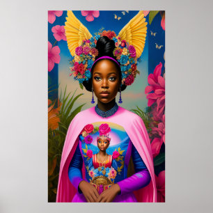 Gorgeous African princess with wings Poster