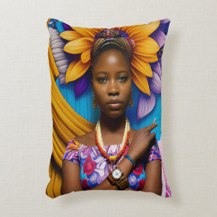 Gorgeous African woman with a watch Accent Pillow