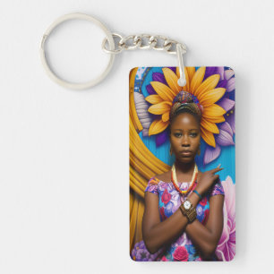 Gorgeous African woman with a watch Keychain