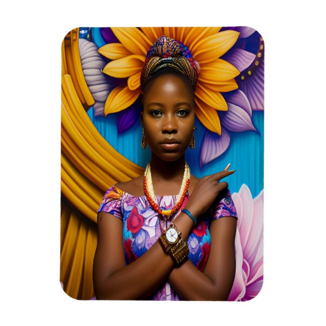 Gorgeous African woman with a watch Magnet (Vertical)