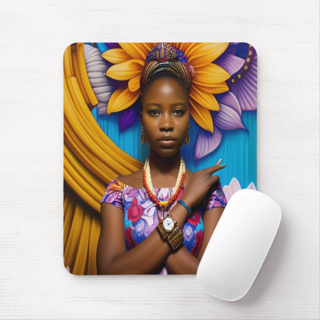 Gorgeous African woman with a watch Mouse Pad (With Mouse)