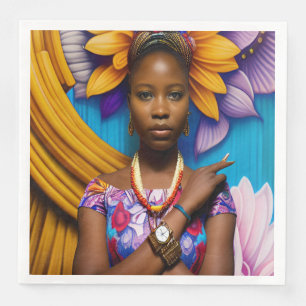 Gorgeous African woman with a watch Napkin