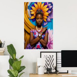 Gorgeous African woman with a watch Poster