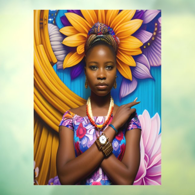 Gorgeous African woman with a watch Window Cling (Sheet 3)