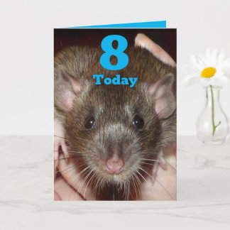 Gorgeous agouti rat customizable 8th Birthday Card