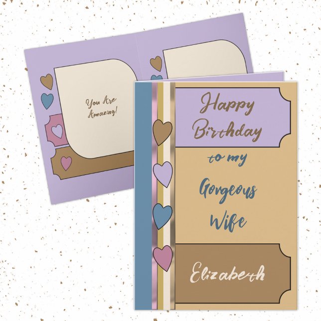 Gorgeous amazing wife brown lilac birthday card (Creator Uploaded)