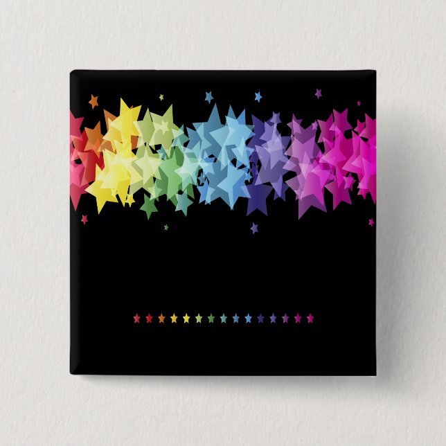 Gorgeous and Colourful Stars 2 Inch Square Button (Front)