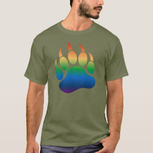 Gorgeous and Dramatic Gay Bear Paw Rainbow Flag T-Shirt